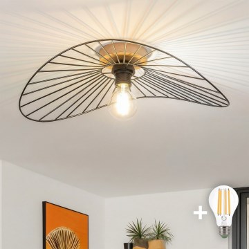 Brilagi - LED-pintakiinnitteinen kattovalaisin CERIA WIRE 1xE27/40W/230V 40x56 cm musta/tammi