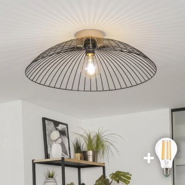 Brilagi - LED-pintakiinnitteinen kattovalaisin CERIA WIRE 1xE27/40W/230V, halkaisija 60 cm, musta/tammi