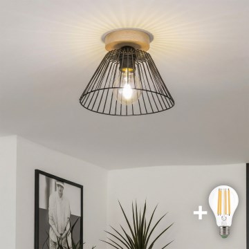 Brilagi - LED-pintakiinnitteinen kattovalaisin CERIA WIRE 1xE27/40W/230V Ø 21 cm, musta/tammi