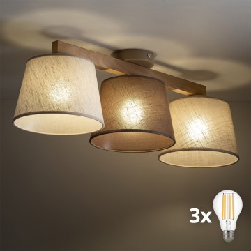 BRILAGI - LED-pintakiinnitteinen kattovalaisin LATTE 3xE27/15W/230V mänty/sekoitus