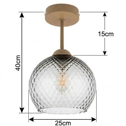 BRILAGI - LED pinta-asennettava kattovalaisin RETRO GLASS 1xE27/60W/230V halkaisija 25 cm beige/savunharmaa
