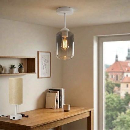 BRILAGI - LED pinnalle asennettava kattovalaisin RETRO GLASS 1xE27/60W/230V Ø 14 cm valkoinen/savunharmaa