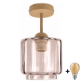 BRILAGI - LED Pintakiinnitteinen kattovalaisin RETRO GLASS 1xE27/60W/230V Ø 15 cm beige/savunbeige