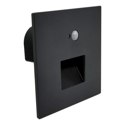 Brilagi - LED-porrasvalaisin liike- ja hämäräkytkimellä JACK LED/3W/230V 3000/4000/6500K IP65 musta