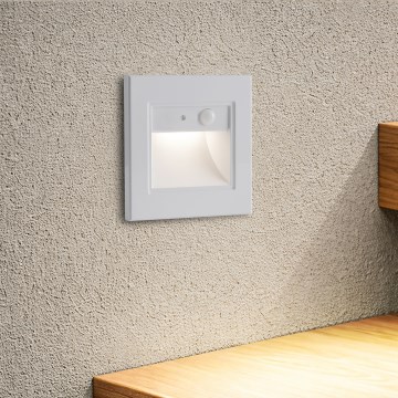 Brilagi - LED-porrasvalaisin anturilla STEP LIGHT LED 1,5 W/230 V IP44 valkoinen