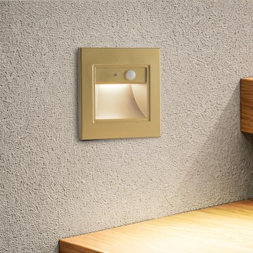 Brilagi - LED-porrasvalaisin anturilla STEP LIGHT LED/1,5W/230V IP44 kullanvärinen