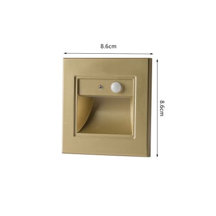 Brilagi - LED-porrasvalo tunnistimella STEP LIGHT LED/1,5W/230V IP44 kultainen