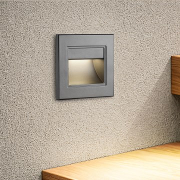 Brilagi - LED-porrasvalaisin STEP LIGHT LED/1,5W/230V IP44 antrasiitti