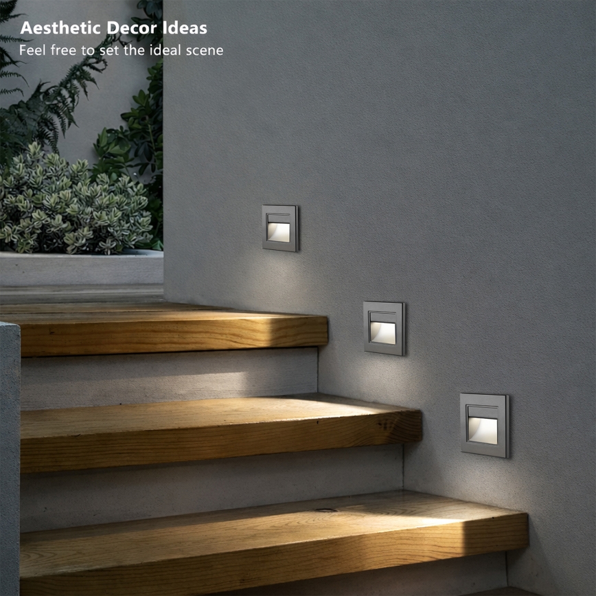 Brilagi - LED-porrasvalaisin STEP LIGHT LED/1,5W/230V IP44 antrasiitti