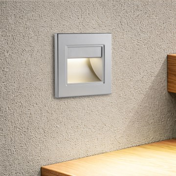 Brilagi - LED-porrasvalaisin STEP LIGHT LED/1,5W/230V IP44 hopea