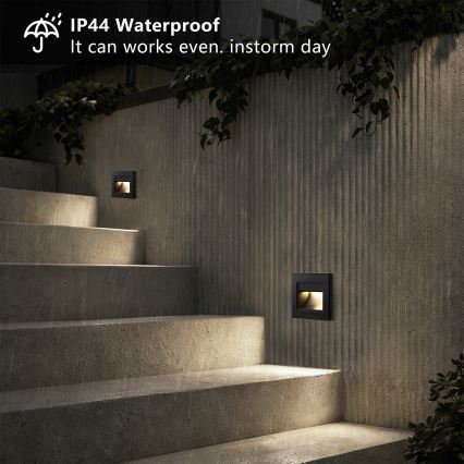Brilagi - LED-porrasvalaisin STEP LIGHT LED/1,5W/230V IP44 musta