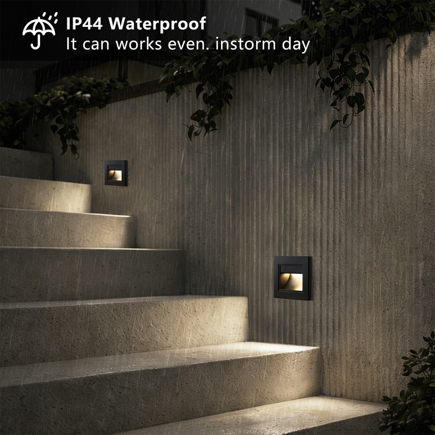 Brilagi - LED-porrasvalaisin STEP LIGHT LED/1,5W/230V IP44 musta