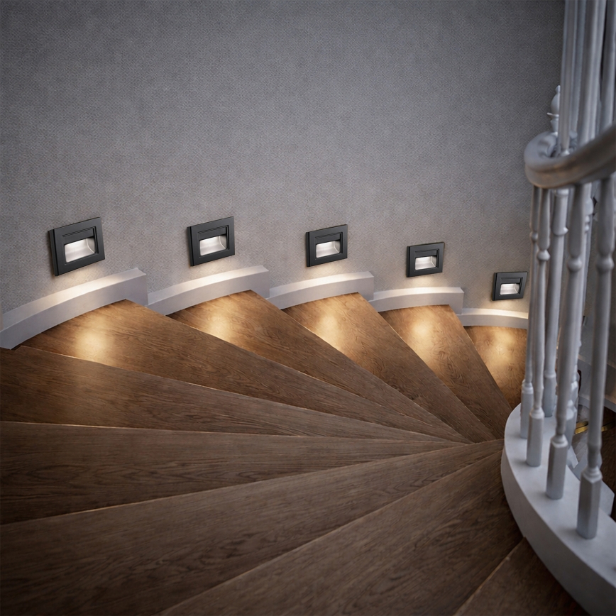 Brilagi - LED-porrasvalaisin STEP LIGHT LED/1,5W/230V IP44 musta
