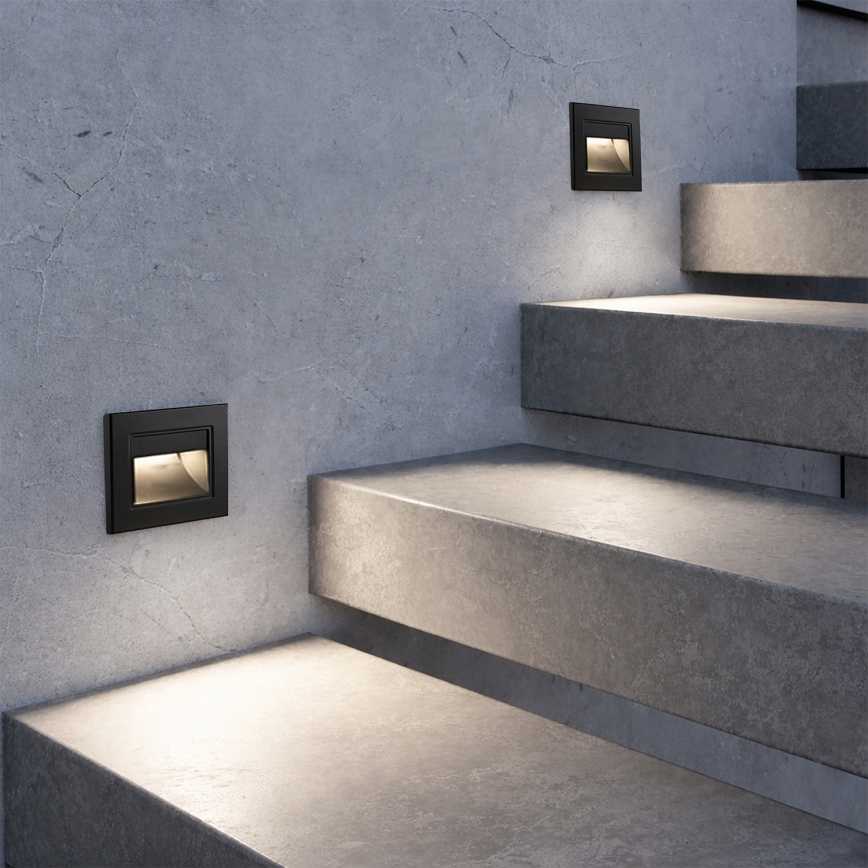 Brilagi - LED-porrasvalaisin STEP LIGHT LED/1,5W/230V IP44 musta