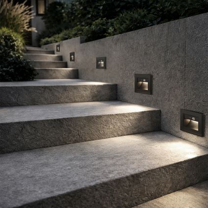 Brilagi - STEP LIGHT LED-porrasvalaisin anturilla LED/1,5W/230V IP44 musta