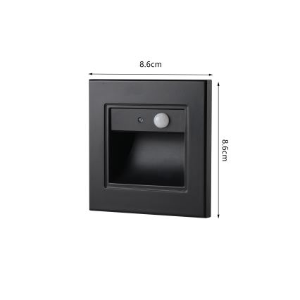 Brilagi - STEP LIGHT LED-porrasvalaisin anturilla LED/1,5W/230V IP44 musta