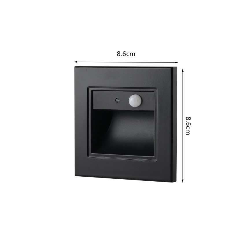 Brilagi - STEP LIGHT LED-porrasvalaisin anturilla LED/1,5W/230V IP44 musta