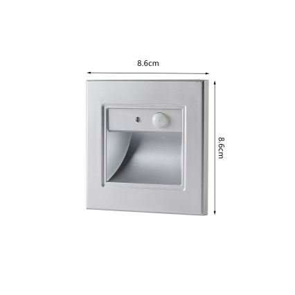 Brilagi - LED-porrasvalaisin anturilla STEP LIGHT LED/1,5W/230V IP44 hopea