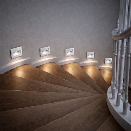 Brilagi - LED-portaikkovalaisin STEP LIGHT LED/1,5W/230V IP44 hopea