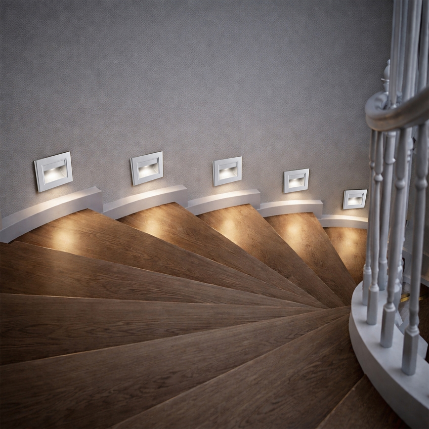 Brilagi - LED-portaikkovalaisin STEP LIGHT LED/1,5W/230V IP44 hopea