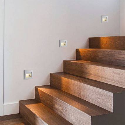 Brilagi - LED-portaikkovalaisin STEP LIGHT LED/1,5W/230V IP44 hopea
