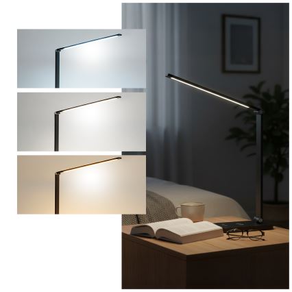 Brilagi - Himmennettävä LED-kosketusohjattu pöytävalaisin langattomalla QI-latauksella MODO CHARGE LED/7W/5V 3000/4000/6000K musta