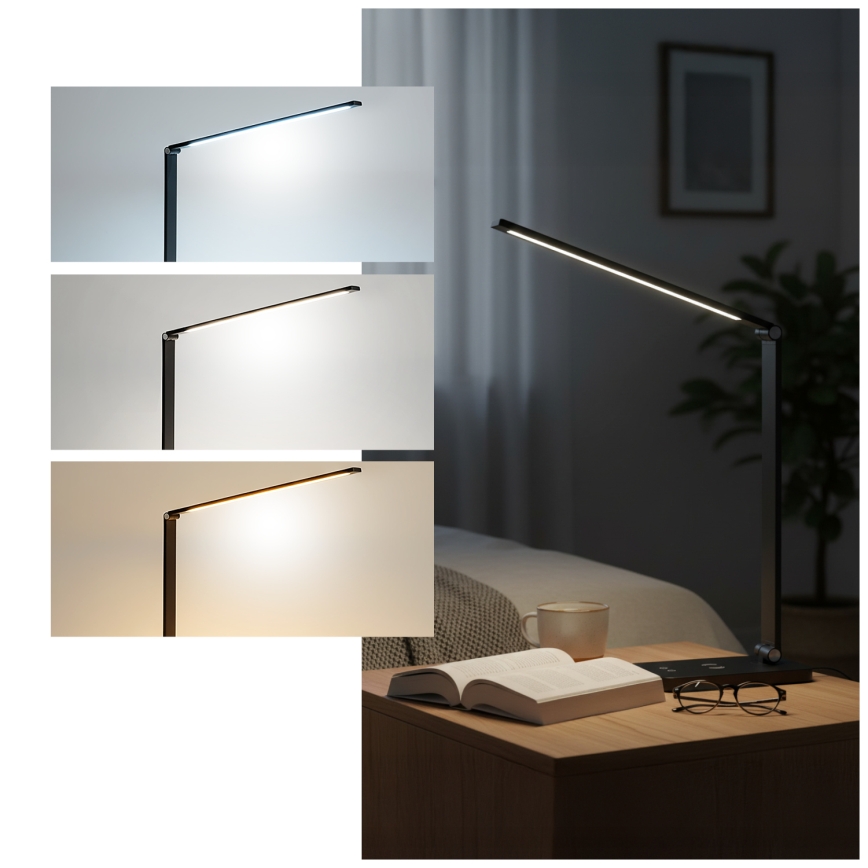 Brilagi - Himmennettävä LED-kosketusohjattu pöytävalaisin langattomalla QI-latauksella MODO CHARGE LED/7W/5V 3000/4000/6000K musta