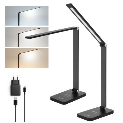 Brilagi - Himmennettävä LED-kosketusohjattu pöytävalaisin langattomalla QI-latauksella MODO CHARGE LED/7W/5V 3000/4000/6000K musta
