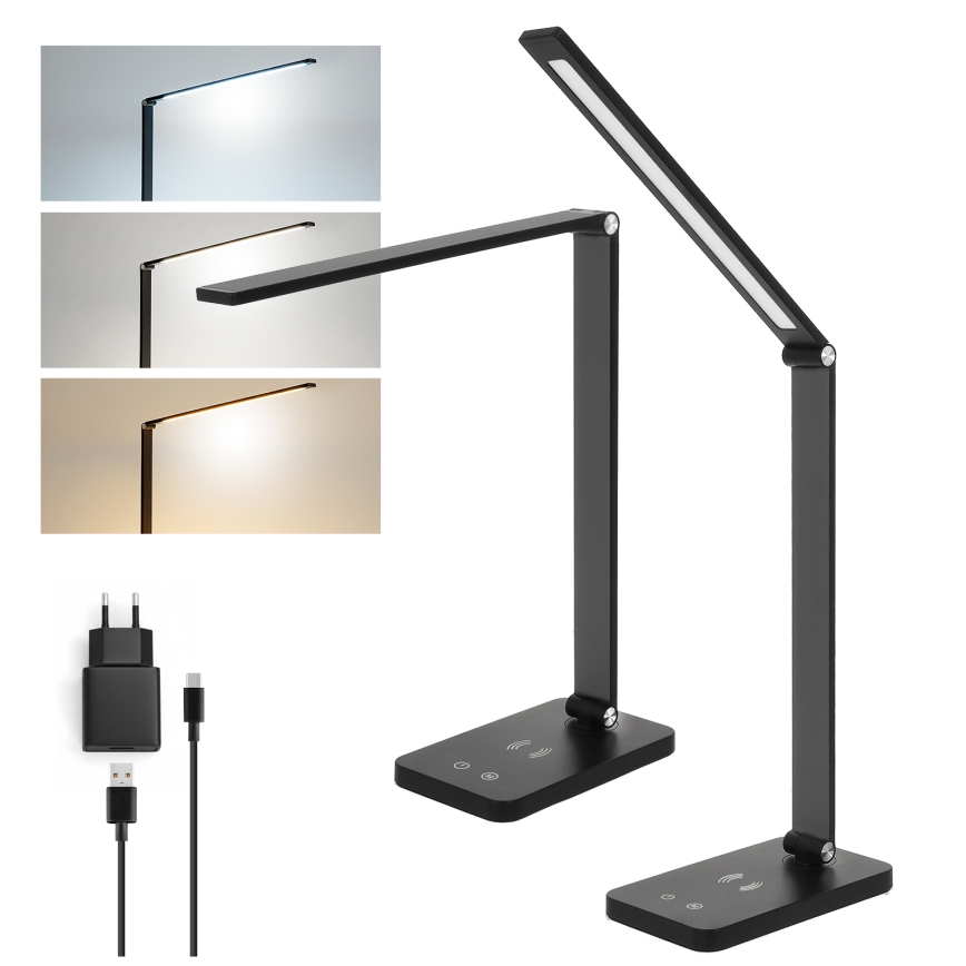 Brilagi - Himmennettävä LED-kosketusohjattu pöytävalaisin langattomalla QI-latauksella MODO CHARGE LED/7W/5V 3000/4000/6000K musta