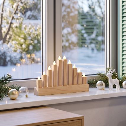 BRILAGI - LED Puinen joulukynttelikkö 10xLED/2xAA