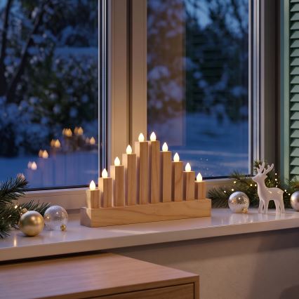 BRILAGI - LED Puinen joulukynttelikkö 10xLED/2xAA
