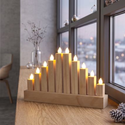 BRILAGI - LED Puinen joulukynttelikkö 10xLED/2xAA