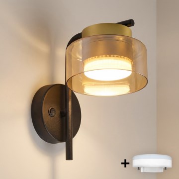 BRILAGI - LED RGB+CCT himmennettävä seinälamppu AURA LUX 1xGX53/14W/230V 2700-6500K Wi-Fi Tuya musta/kultainen