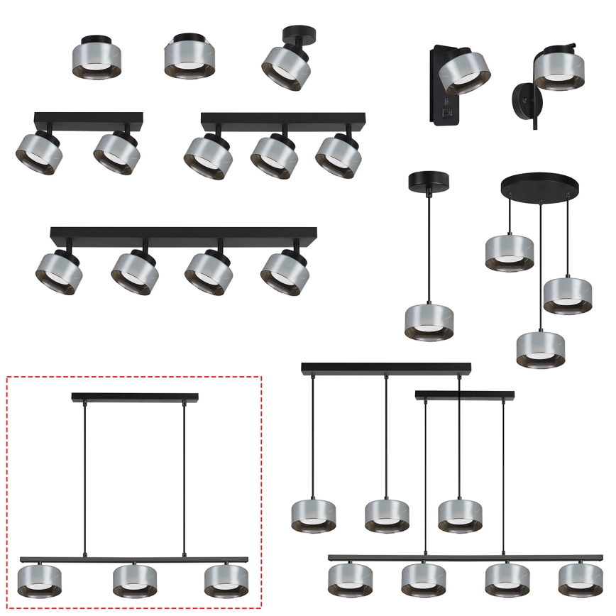 BRILAGI - LED RGB+CCT himmennettävä riippuvalaisin vaijerilla AURA LUX 3xGX53/14W/230V 2700-6500K Wi-Fi Tuya musta/savunharmaa