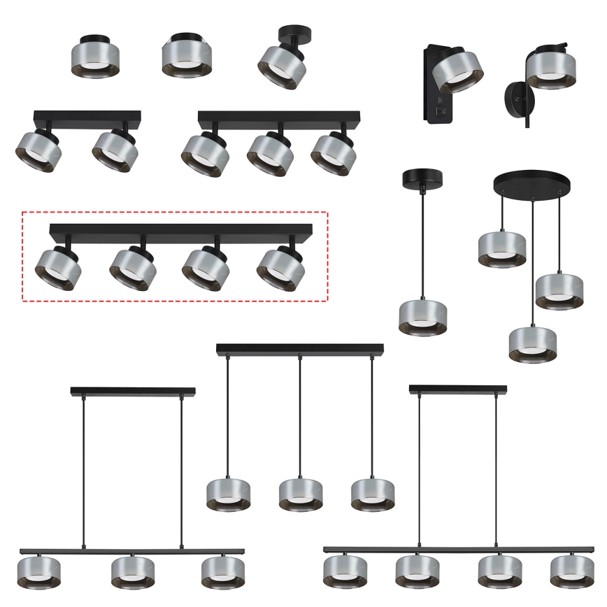 BRILAGI - LED RGB+CCT himmennettävä kohdevalaisin AURA LUX 4xGX53/14W/230V 2700-6500K Wi-Fi Tuya musta/savunharmaa