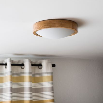 Brilagi - LED RGBW himmennettävä kattovalaisin CARVALHO SLIM 1xE27/9W/230V 2700-6500K Wi-Fi tammi halkaisija 27 cm