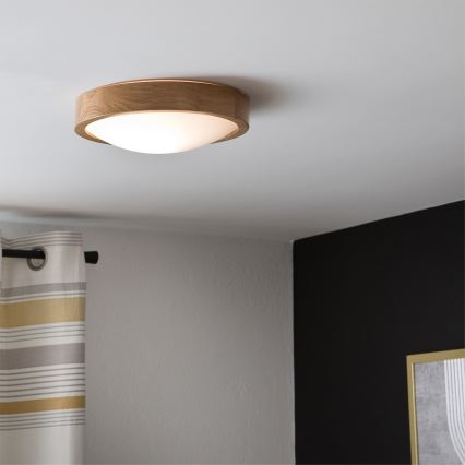 Brilagi - LED RGBW himmennettävä kattovalaisin CARVALHO SLIM 1xE27/9W/230V 2700-6500K Wi-Fi tammi halkaisija 27 cm