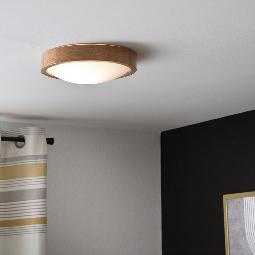Brilagi - LED RGBW himmennettävä kattovalaisin CARVALHO SLIM 1xE27/9W/230V 2700-6500K Wi-Fi tammi halkaisija 27 cm