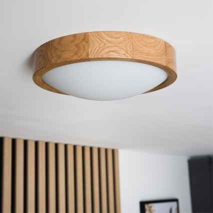 Brilagi - LED RGBW himmennettävä kattovalaisin CARVALHO SLIM 1xE27/9W/230V 2700-6500K Wi-Fi tammi halkaisija 27 cm