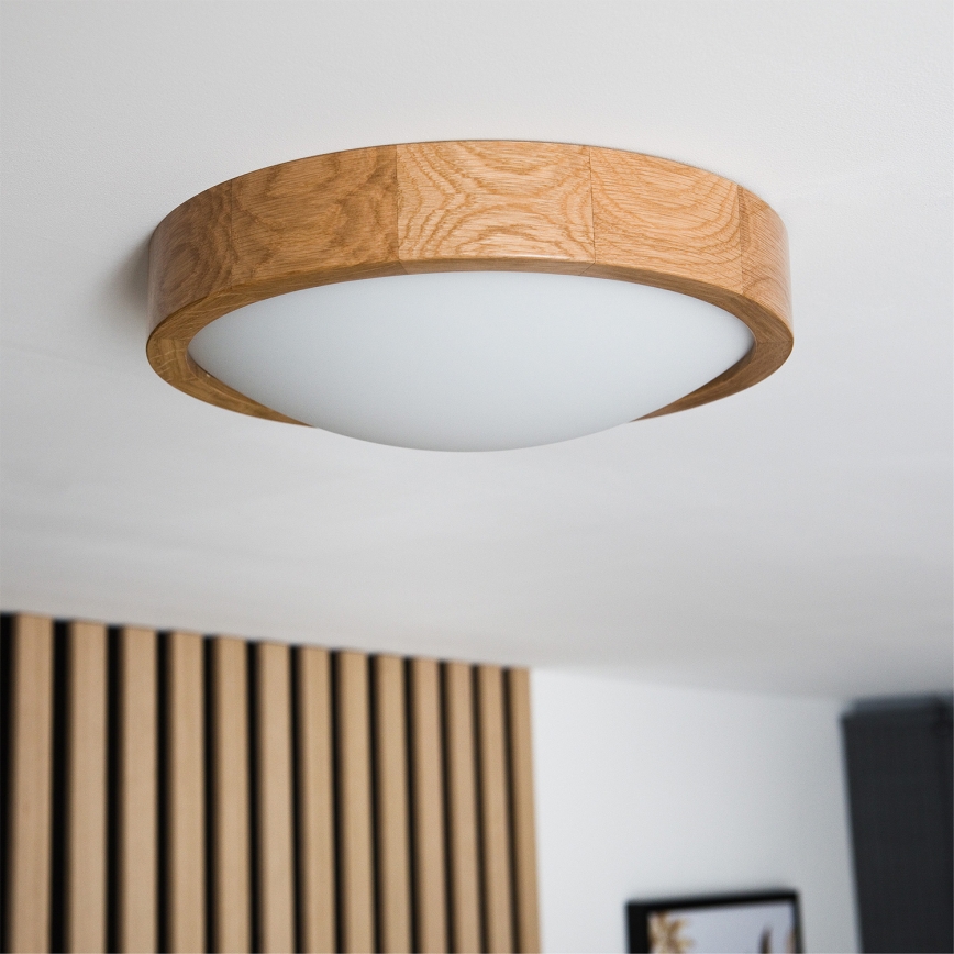 Brilagi - LED RGBW himmennettävä kattovalaisin CARVALHO SLIM 1xE27/9W/230V 2700-6500K Wi-Fi tammi halkaisija 27 cm