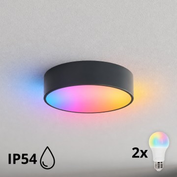 BRILAGI - LED RGBW Himennettävä kylpyhuoneen kattovalaisin CLARE 2xE27/12W/230V Ø 30 cm antrasiitti IP54
