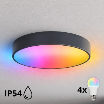 BRILAGI - LED RGBW himennettävä kylpyhuoneen kattovalaisin CLARE 4xE27/12W/230V Ø 50 cm antrasiitti IP54