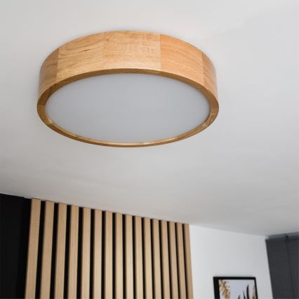 Brilagi - LED RGBW himmennettävä kattovalaisin CARVALHO 2xE27/9W/230V 2700-6500K Wi-Fi tammi, halkaisija 37,5 cm
