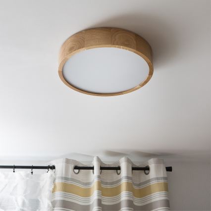 Brilagi - LED RGBW himmennettävä kattovalaisin CARVALHO 2xE27/9W/230V 2700-6500K Wi-Fi tammi, halkaisija 37,5 cm