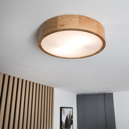 Brilagi - LED RGBW himmennettävä kattovalaisin CARVALHO 2xE27/9W/230V 2700-6500K Wi-Fi tammi, halkaisija 37,5 cm