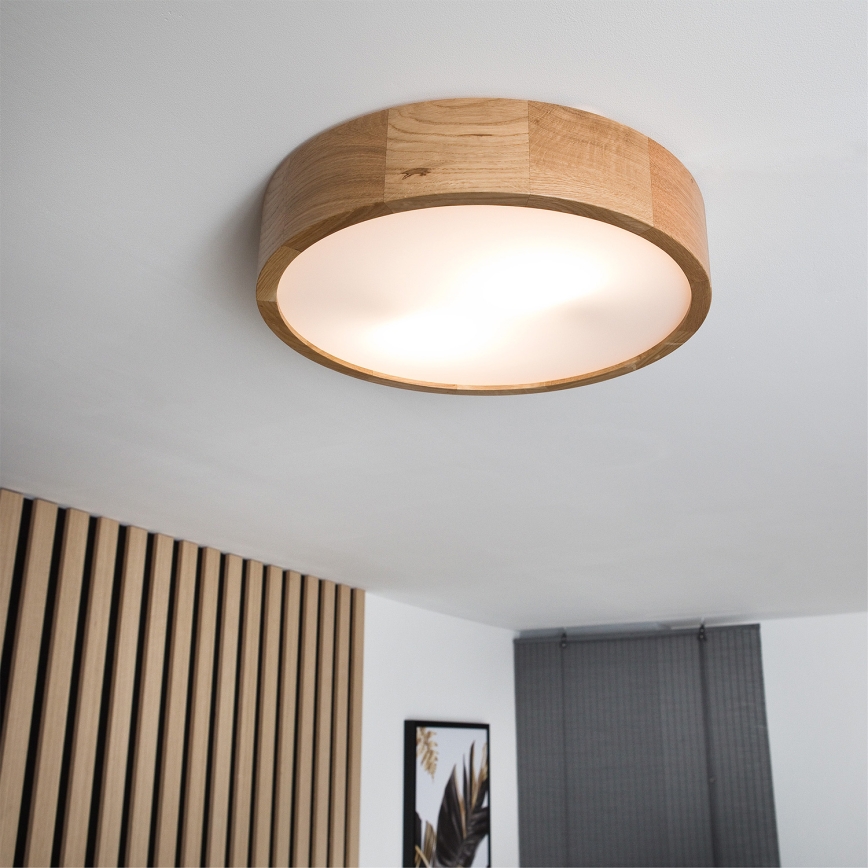 Brilagi - LED RGBW himmennettävä kattovalaisin CARVALHO 2xE27/9W/230V 2700-6500K Wi-Fi tammi, halkaisija 37,5 cm