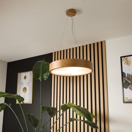 Brilagi - LED RGBW-himmennettävä riippuvalaisin vaijerilla CARVALHO 3xE27/15W/230V 2700–6500K Wi‑Fi tammi Ø 47,5 cm