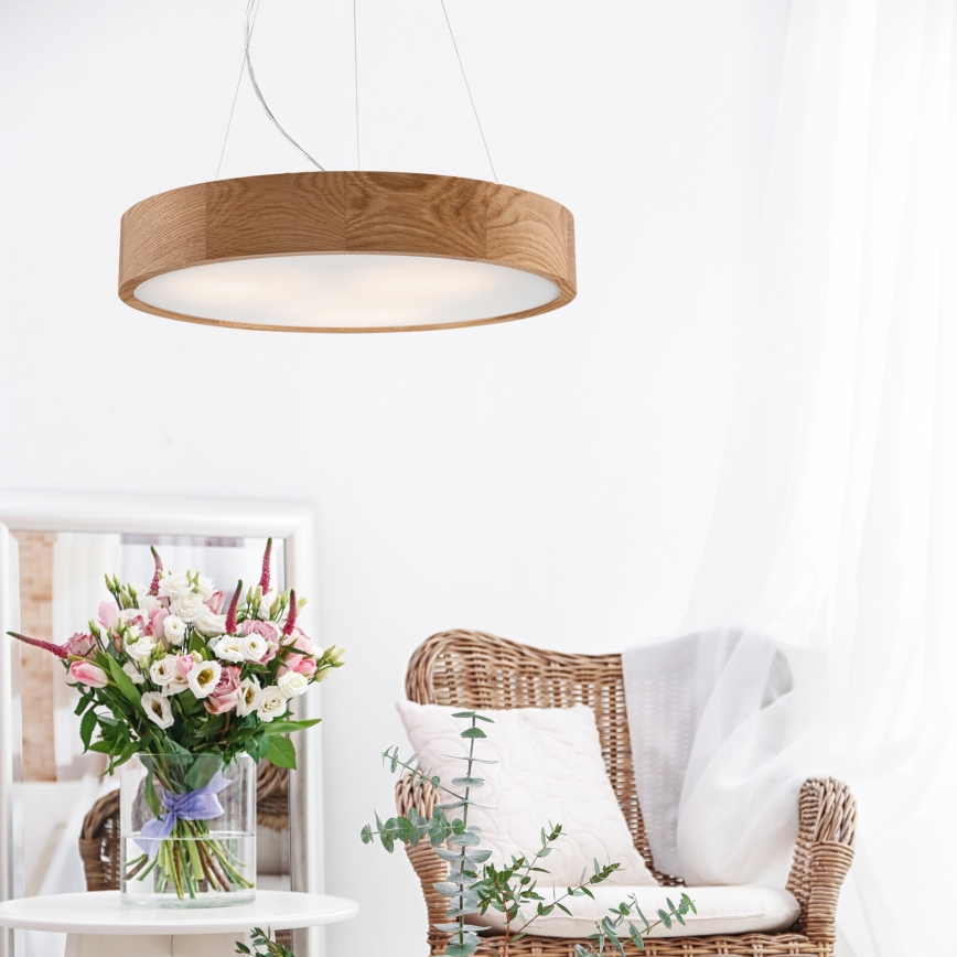 Brilagi - LED RGBW-himmennettävä riippuvalaisin vaijerilla CARVALHO 3xE27/9W/230V 2700–6500K Wi‑Fi tammi Ø 47,5 cm