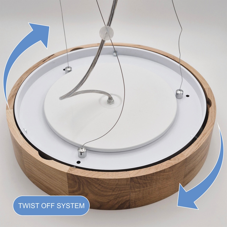 Brilagi - LED RGBW-himmennettävä riippuvalaisin vaijerilla CARVALHO 3xE27/9W/230V 2700–6500K Wi‑Fi tammi Ø 47,5 cm