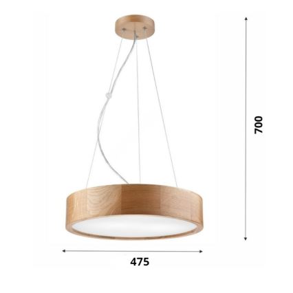 Brilagi - LED RGBW-himmennettävä riippuvalaisin vaijerilla CARVALHO 3xE27/9W/230V 2700–6500K Wi‑Fi tammi Ø 47,5 cm